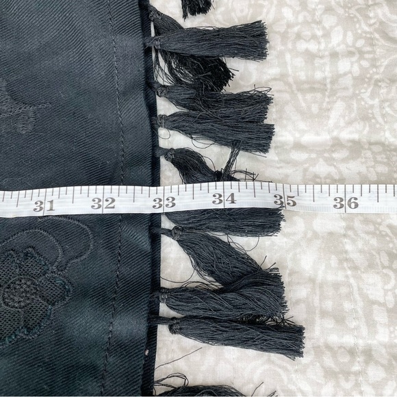 Madewell Black Linen Blend Embroidered Floral Tassel Shift Dress Extra Small - Picture 10 of 10